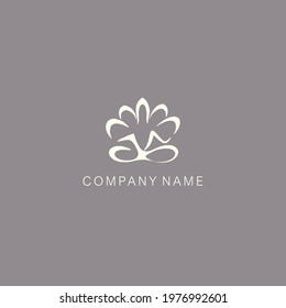 Stylized symbol or logo of the lotus flower, consisting of several elements. Made with a curved line. Vector illustration