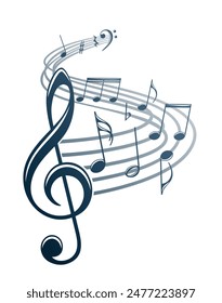 The stylized symbol with music notes.
