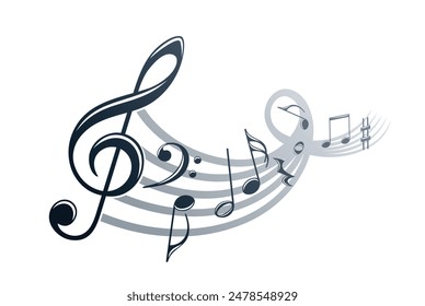 The stylized symbol with music notes.
