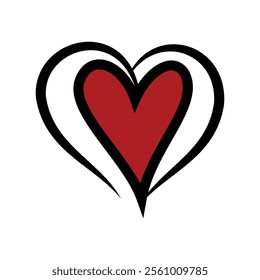 The stylized symbol with red and black hearts.