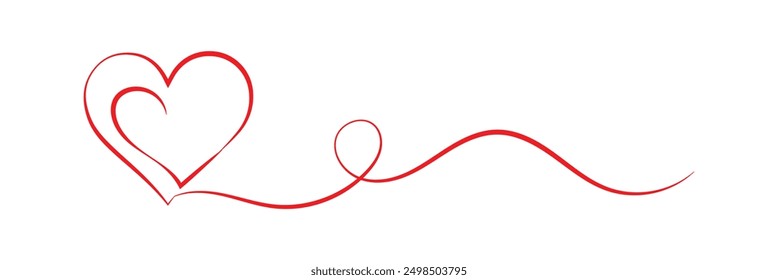 The stylized symbol with red heart on white background. vector illustration.