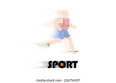 stylized symbol of sport activity made of many circular particles