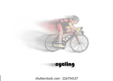 stylized symbol of sport activity made of many circular particles
