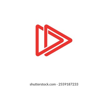 Stylized Symbol of Three Overlapping Red Triangles Representing a Fast Forward Button, Signifying Play, Action, and the Concept of Speeding Up or Skipping Content in Media Interfaces