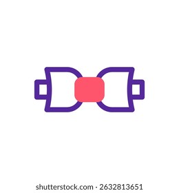 Stylized symmetrical emblem with geometric shapes forming a bow like pattern