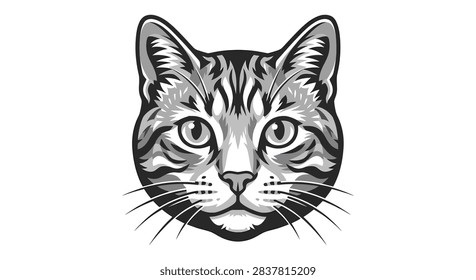 Stylized tabby cat head vector illustration portrait