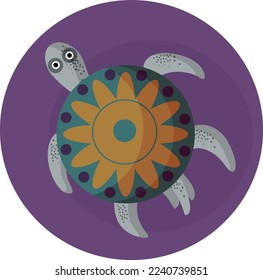 stylized talisman and totem animal - sea turtle. The mythological creature of Asian countries and orient. Chinese character - turtle.