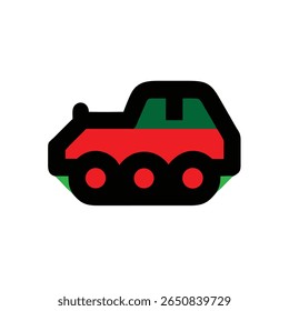 Stylized tank in red green colors with Remembrance Day theme vehicle military