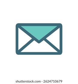 A stylized teal envelope icon with a White Background, in simple flat design style.