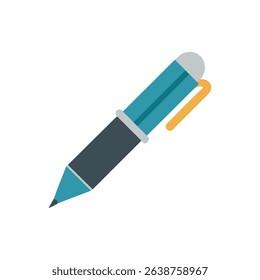 Stylized teal pen illustration on White Background for education