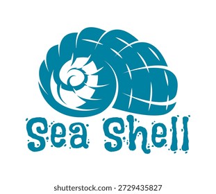 Logotipo estilizado do contorno da concha azul-petróleo para negócios relacionados à praia ou ao oceano com texto Sea Shell.