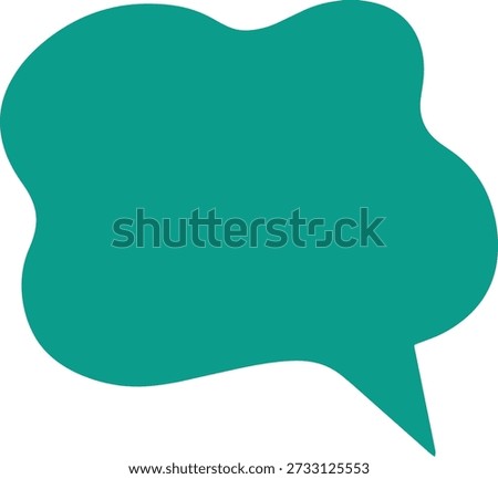 A stylized teal speech bubble against a white background, suggesting communication