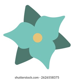Stylized teal star flower. Vector illustration