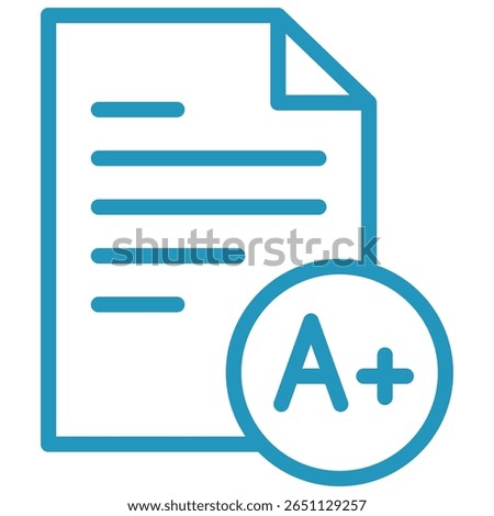 A stylized, teal-colored document icon with an A+ grade symbol.