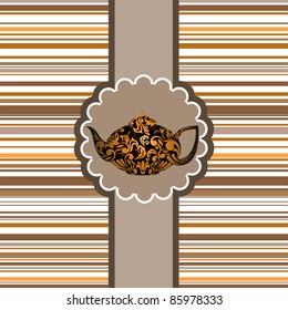 stylized teapot in a circular frame on the vertical band