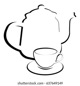 Stylized teapot with teacup