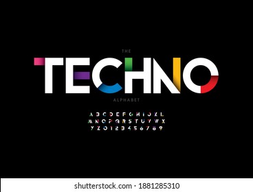 Stylized techno alphabet font vector