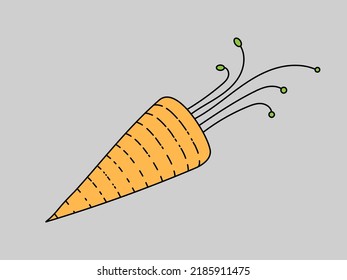 Stylized techno carrot on a gray background. Contour vector drawing.