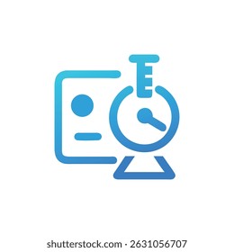 Stylized technology dashboard with clock icon in a blue gradient on a White Background. Graphic and minimal style.