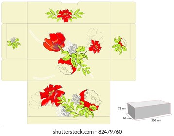 Stylized template for box with flowers