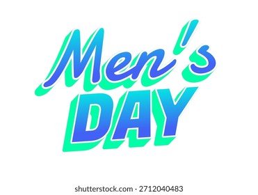 Diseño de texto estilizado con la frase Mens Day en vibrantes colores azul y verde con una fuente moderna.