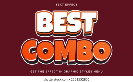 A stylized text effect prominently presenting the phrase BEST COMBO with a retro design. Ideal for vintage-themed projects, titles, or graphic design purposes, with vibrant colors and bold typography