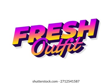 Stilisierte Textgrafik mit den Wörtern FRESH Outfit in lebendigen Farbverlauf-Farben