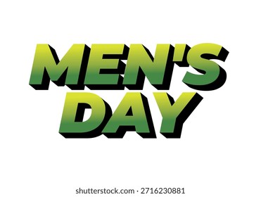 Gráfico de texto estilizado con las palabras Mens Day en una fuente de degradado verde y audaz.
