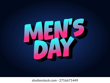Stylized text graphic featuring the words Mens Day in vibrant pink and blue colors against a dark background.