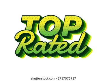 Gráfico de texto estilizado con las palabras Top Rated en tonos verdes con un efecto de sombra.