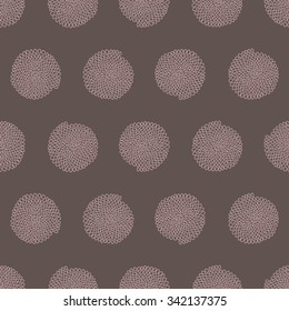 Stylized texture with arcs and circles. Seamless pattern. Pale colors. Hand drawn beads. Round elements. Colorful background for decoration or printing on fabric. Outline backdrop for pattern fills.