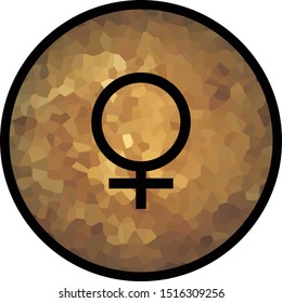 Stylized and textured icon of the planet Venus with the astrological symbol.
