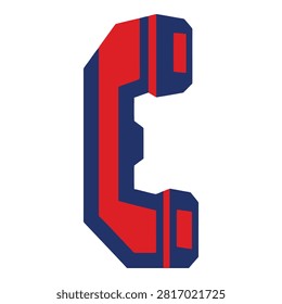 A stylized, threedimensional letter C composed of red and blue geometric blocks arranged in an isometric perspective.