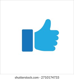 Stylized thumbs-up icon with light blue hand and dark blue sleeve in circular badge. Ideal for approval, support, or positive feedback in digital interfaces.