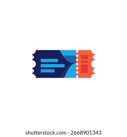 A stylized ticket icon with a blue and orange color scheme, suggesting an event or entry pass.