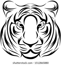 Stylized Tiger Face Line Drawing Stock Vector (Royalty Free) 1512865880 ...