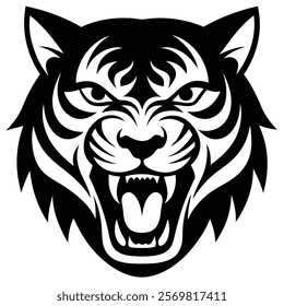 Stylized Tiger Face Silhouette for Unique Artwork