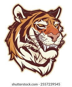 Stylized tiger head on the white background vector illustration.