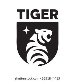 Stylized Tiger Logo Shield Emblem