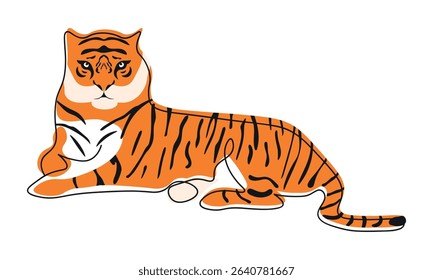 Stylized tiger in one line