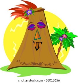 Stylized Tiki with Palm Tree