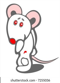 Stylized timid mouse on a white background. Digital illustration.