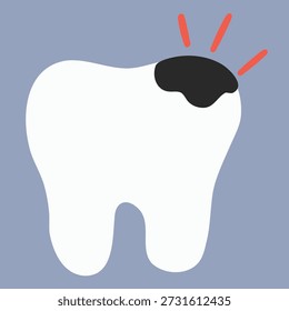 Stylized Tooth with Cavity Vector Illustration