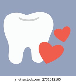 Stylized Tooth with Hearts Vector Illustration