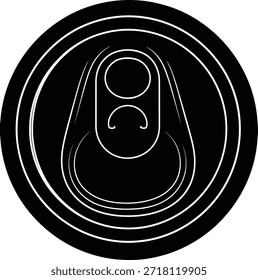 Stylized Top-Down Silhouette of Beverage Can Pull Tab