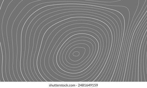 Altura de contorno topográfico estilizada en líneas y contornos. El concepto de esquema geográfico convencional y la ruta de la zona. Blanco sobre fondo gris. Ilustración vectorial.

