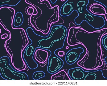 Stylized topographic contour map. 
Abstract background dark blue style.Geographic line mountain relief. Abstract lines or wavy backdrop background.
