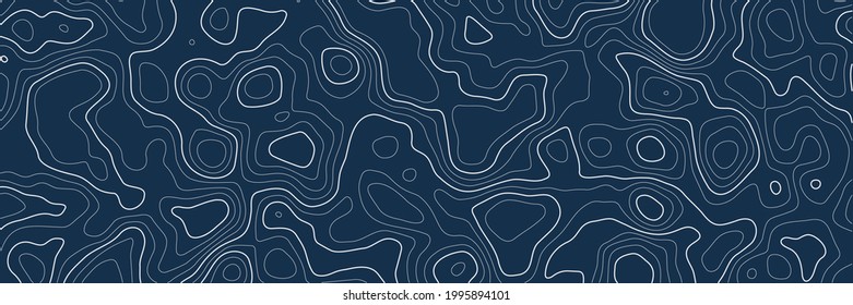 Stylized topographic contour map. Geographic line mountain relief. Abstract lines or wavy backdrop background. Cartography, topology, or terrain path concept. Vector illustration with editable stroke