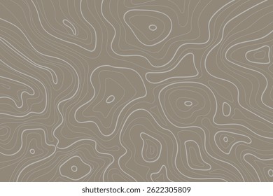 Stylized Topographic Contours in Lines and Brown Drawing. Vector illustration