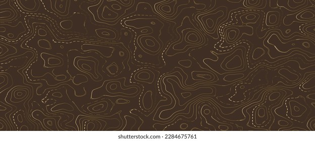 Stylized topographic map outline height in lines and contours. The concept of a conditional geographical scheme and the trajectory of the terrain. Ultra wide size. Vector illustration.